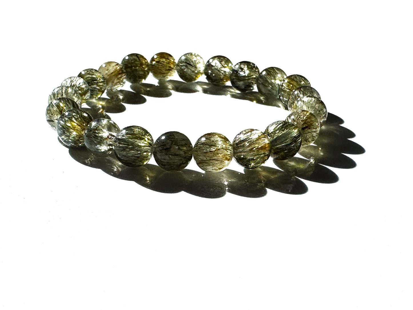 Premium Green Tourmalinated Quartz | Energy Shield & Personal Growth Bracelet