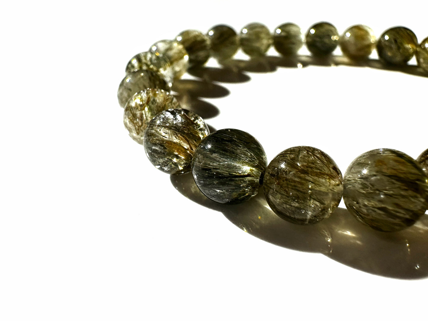 Premium Green Tourmalinated Quartz | Energy Shield & Personal Growth Bracelet