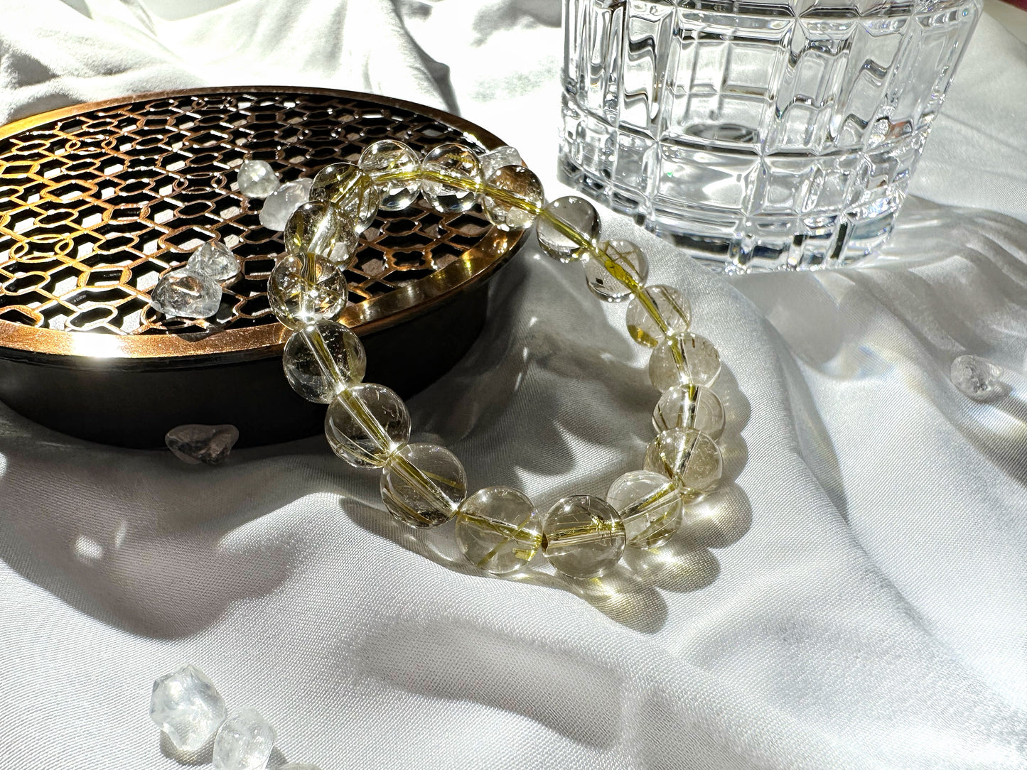 Golden Rutilated Quartz Bracelet 10mm | Strength, Illumination & Intentional Power