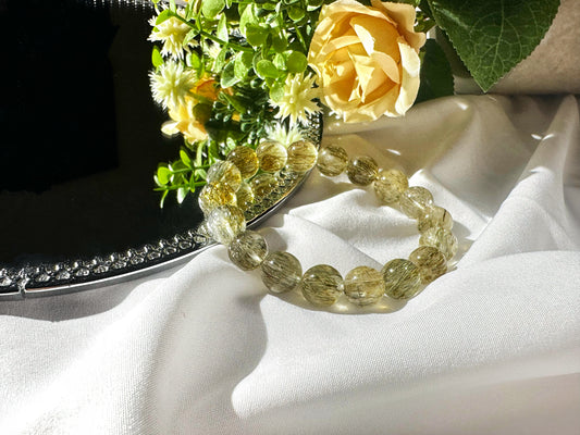 Premium Green Tourmalinated Quartz | Energy Shield & Personal Growth Bracelet