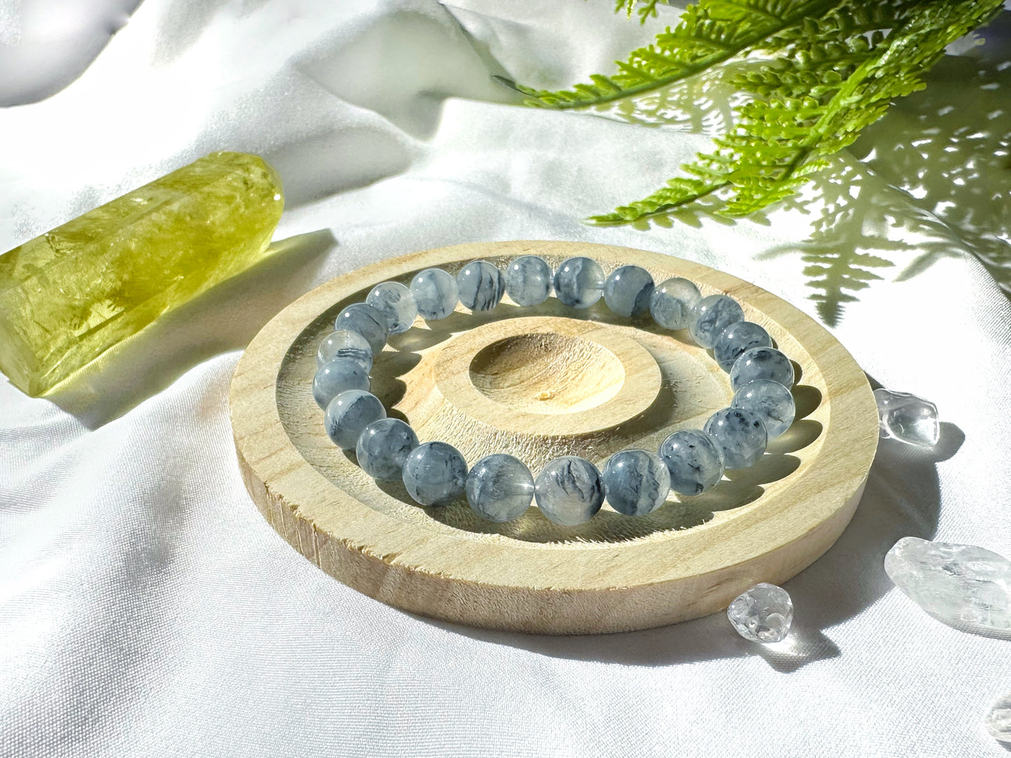 Premium Blue Rutilated Quartz Bracelet | Calm Focus and Intuitive Clarity