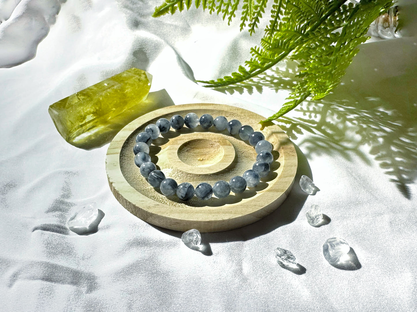 Premium Blue Rutilated Quartz Bracelet | Calm Focus and Intuitive Clarity