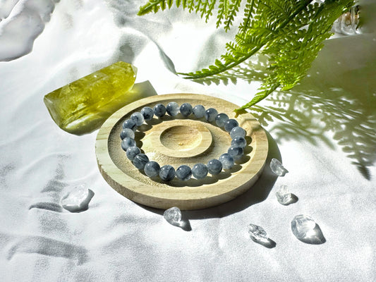 Premium Blue Rutilated Quartz Bracelet | Calm Focus and Intuitive Clarity