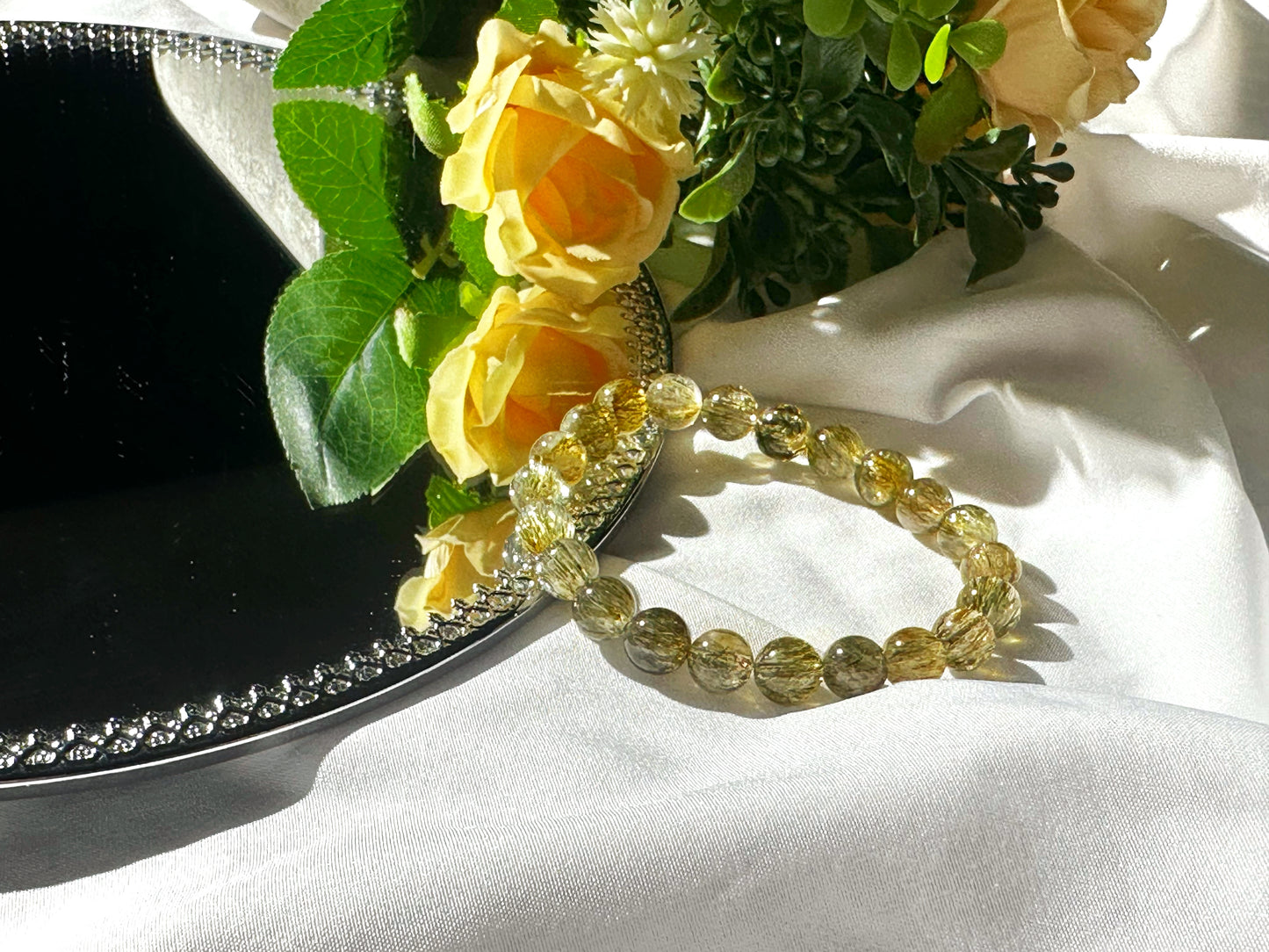 Premium Green Tourmalinated Quartz | Energy Shield & Personal Growth Bracelet