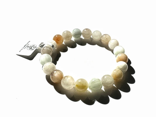 Premium Natural Rabbit Hair Quartz 9mm | Gentle Energy & Clarity Bracelet